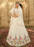 Off White Thread Embroidered Georgette Chaniya Choli