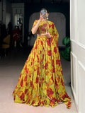 yellow marble lehenga with dupatta
