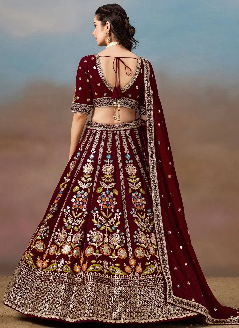 Sangeet Bridal Lehengas | Maroon Wedding Lehengas