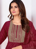 Maroon Sequin Embroidered Suit with Banarasi Dupatta