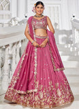 Rosegold Georgette Lehenga | Sequins & Embroidery – Indian Wedding Dress for Women