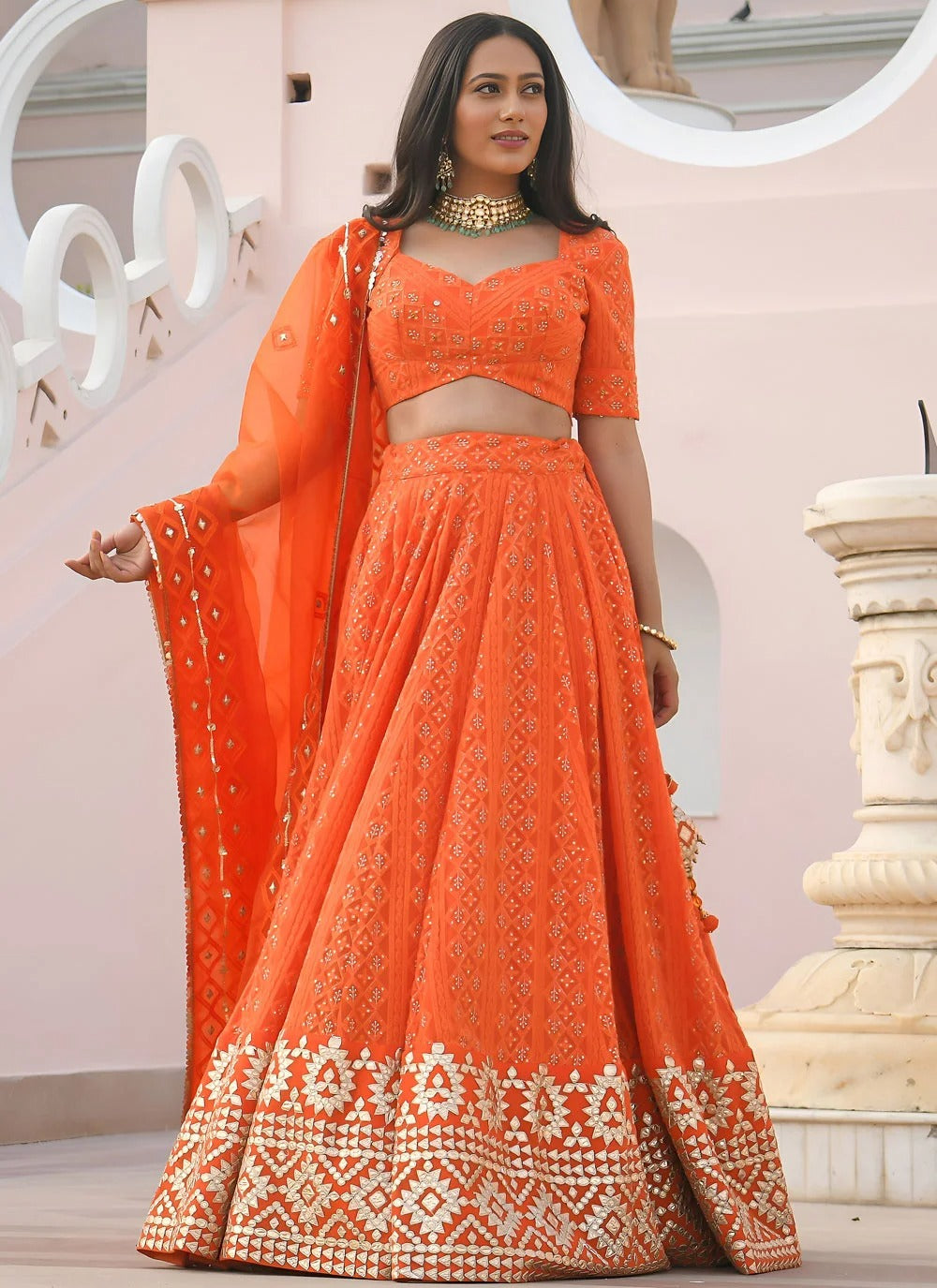Sequins embroidered festive lehenga for women