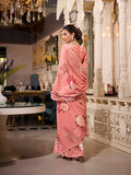 Orange saree with elegant pearl lace