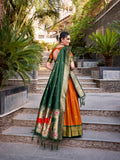 Orange Color Zari Weaving Work Jacquard Silk(Paithani) Lehenga Choli
