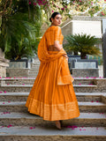 Orange Color Plain  With  Zari Weaving Work Chanderi Lehenga Choli