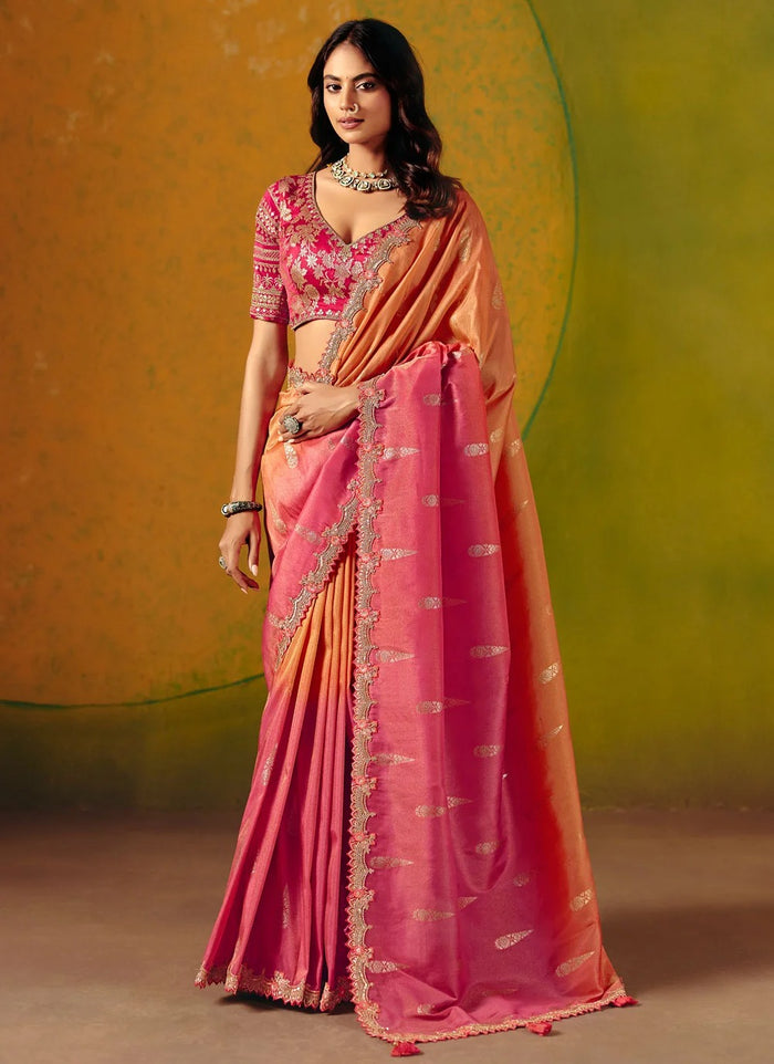 Orange Designer Wedding Saree | Premium Zari Silk Saree