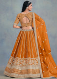 Elegant Orange Mehendi Ceremony Lehenga