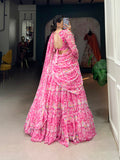 Pink Color Printed With Georgette Lehenga Choli