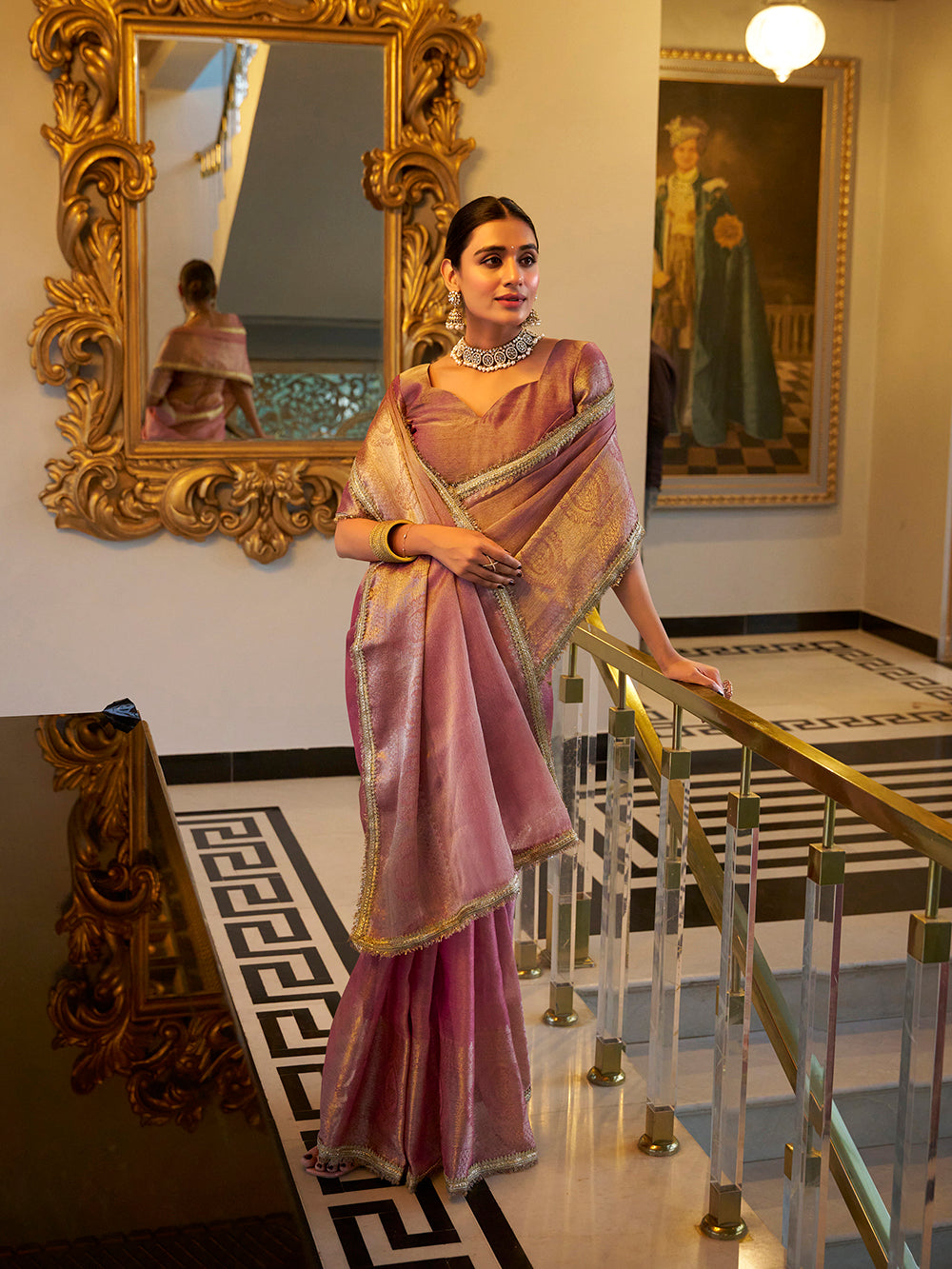 Light pink shimmer saree for weddings