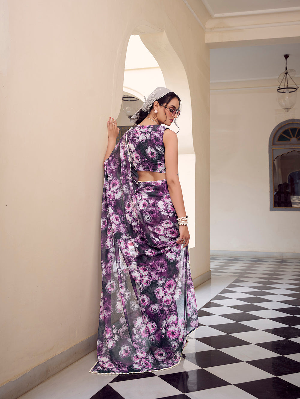 Grey marble saree for semi-formal wear