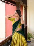 Parrot Color Weaving Work With Paithani Concept Cotton Silk Lehenga Choli