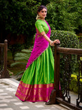 Parrot Green Lehenga with Georgette Embroidered Dupatta