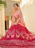 Peach Art Silk Thread sequins and Mirror Work Indian Ethnic Lehenga