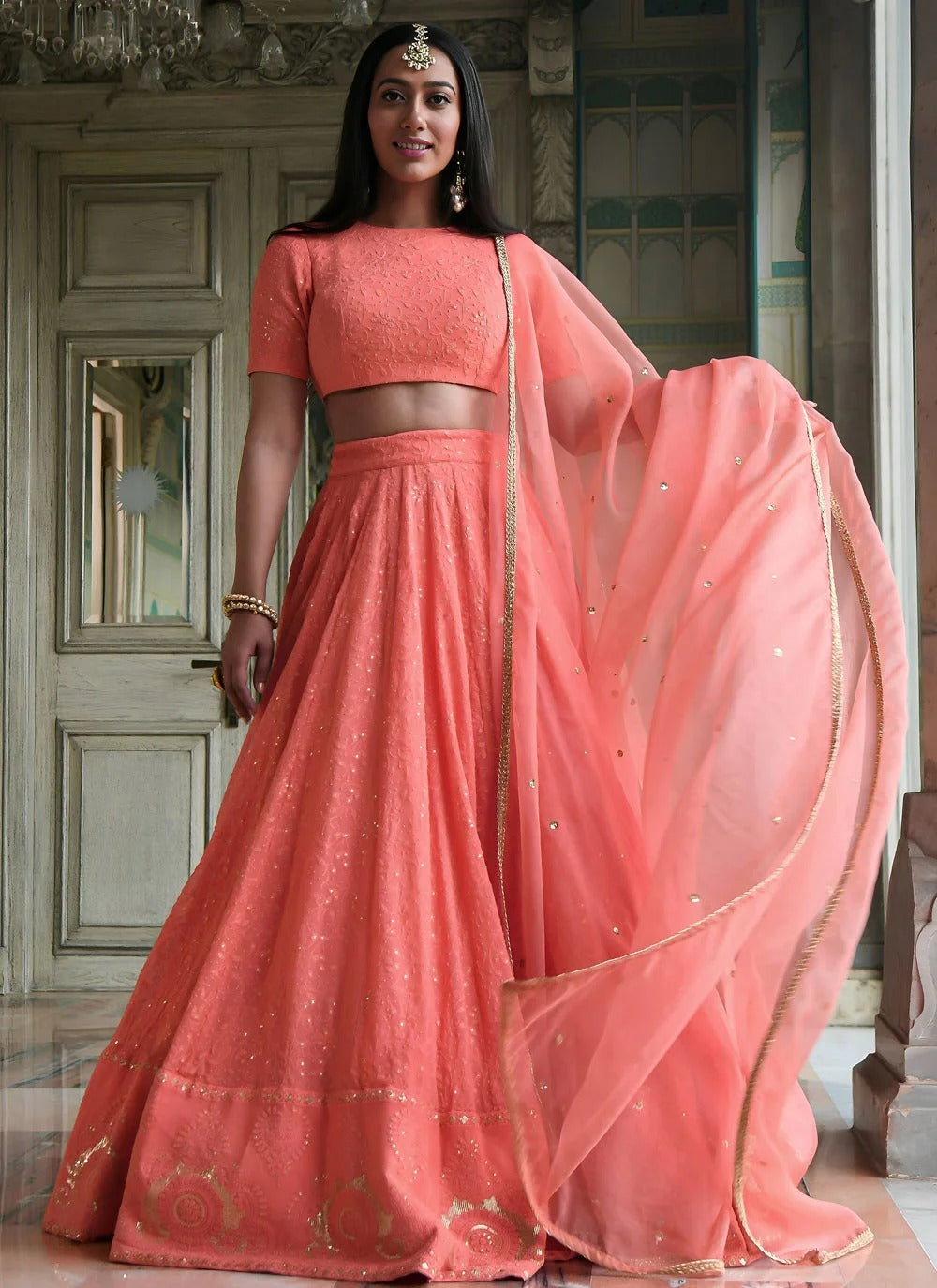 Elegant georgette lehenga for sangeet and receptions