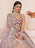 Peach Net Sequins And Stone Work Engagement Lehenga