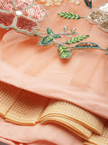 Peach Net Thread and Sequins Work Party Wear Lehenga