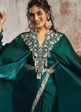 Party wear peacock green saree with sequins and pearl work
