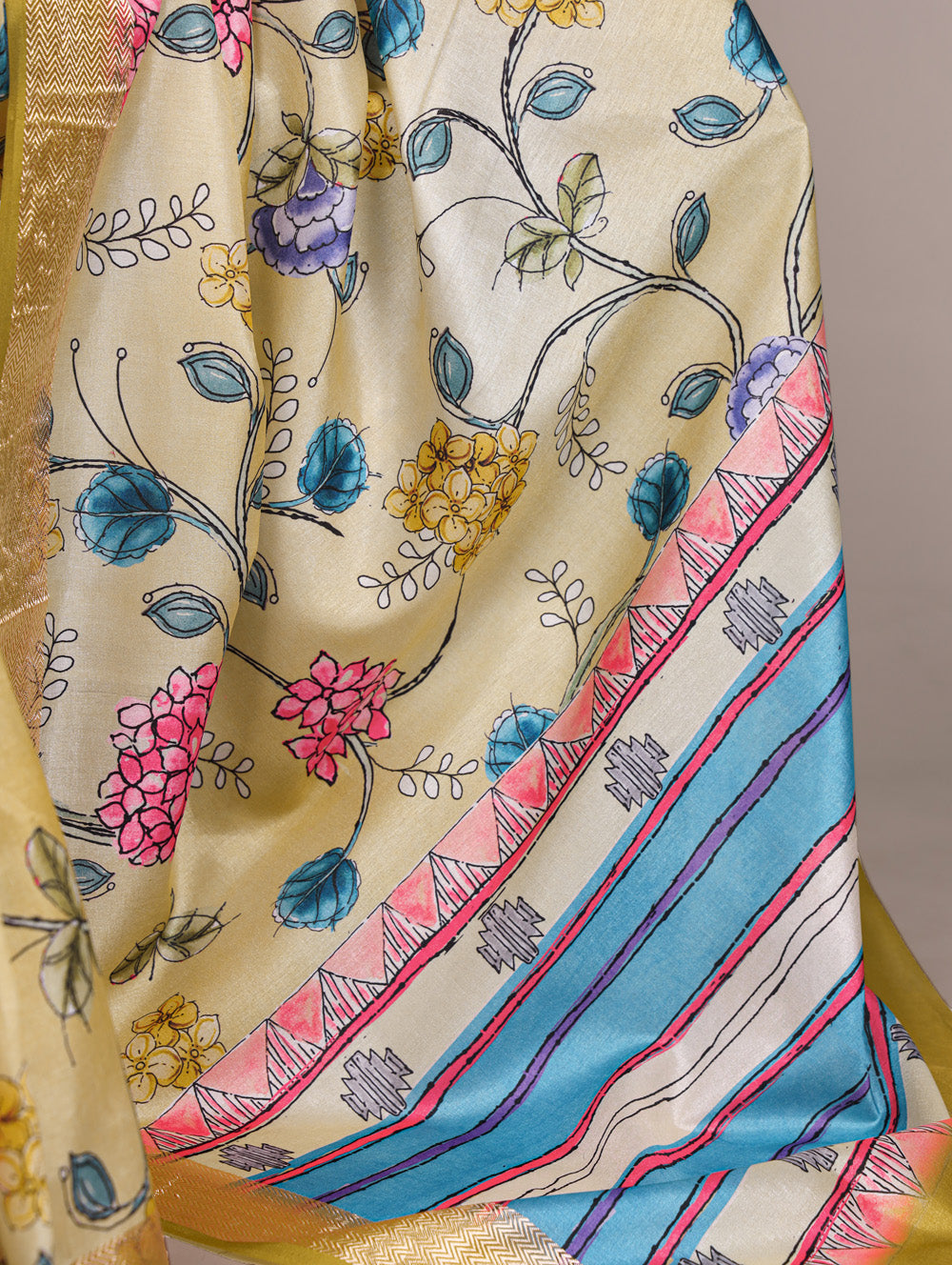 Elegant lemon Tasar silk saree for functions