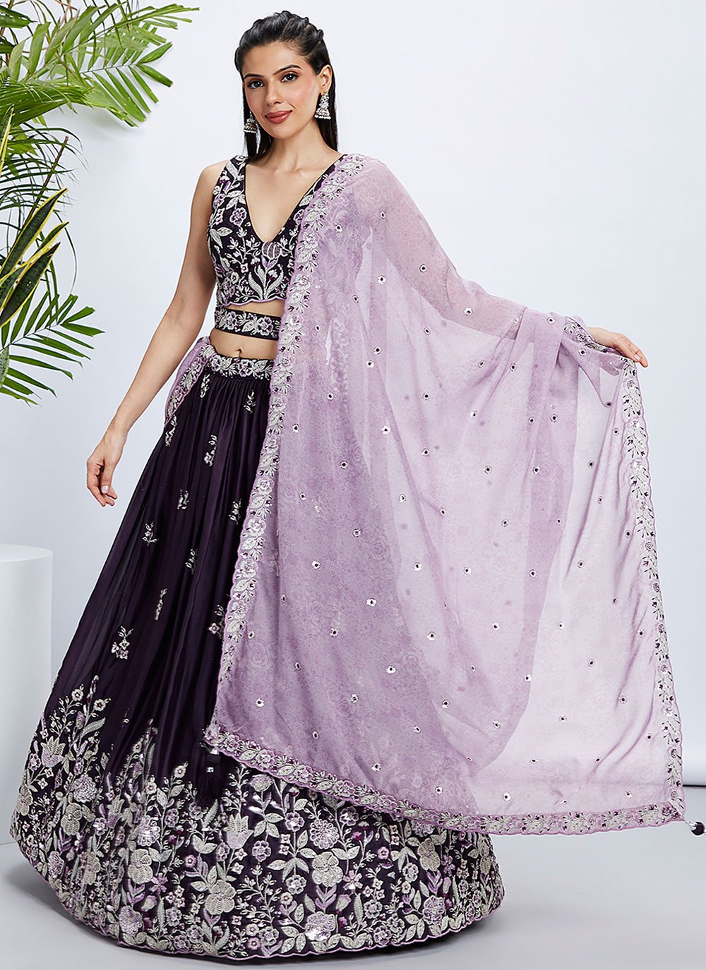 Perfect For Bridesmaid Raw Silk Lehenga Set with Sequins & Thread Embroidery 