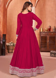 Pink Art Silk Embroidered Graceful Indian Anarkali Suit for Women