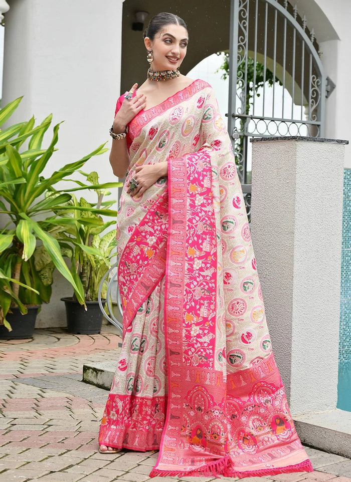 Luxury woven Banarasi silk saree with rich pallu