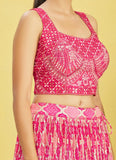 Pink Chinnon Sequins Embroidered And Digital Printed Lehenga