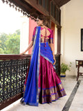 Pink Color Weaving Work With Paithani Concept Cotton Silk Lehenga Choli