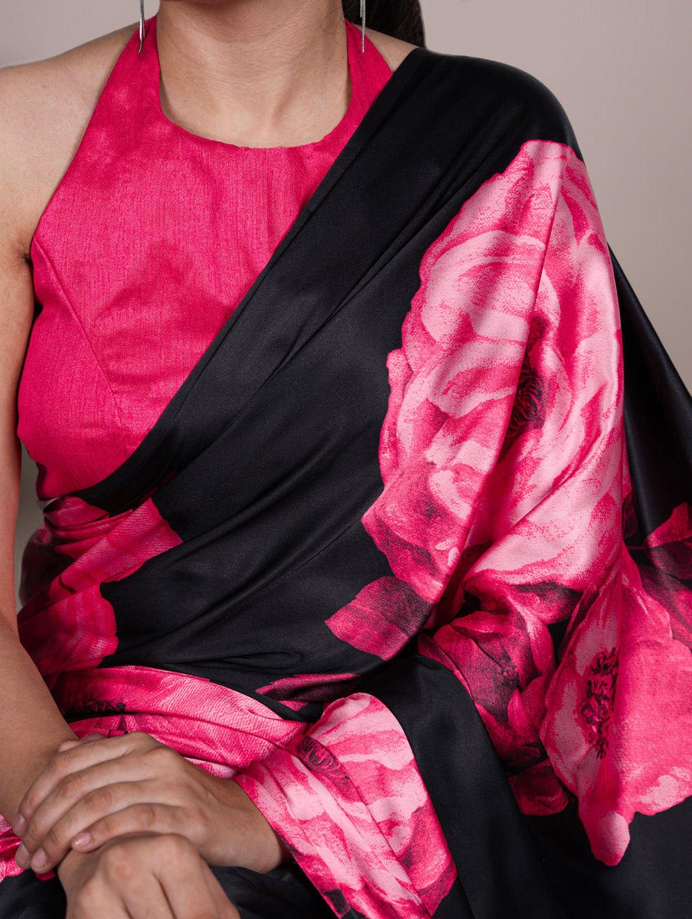 Satin silk saree with banglory blouse