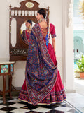 Pink Color Gamthi Print And Embossed Design Tasar Silk Lehenga Choli