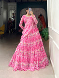 Pink Color Printed With Georgette Lehenga Choli
