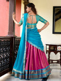Pink Color Zari Weaving Work Kanchipuram Lehenga Choli