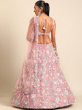 Pink Color Net Sequins And Mirror Work Wedding Wear Lehenga Choli