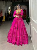 Pink Pure rayon Navratri Special chaniya Choli With Gota Patti