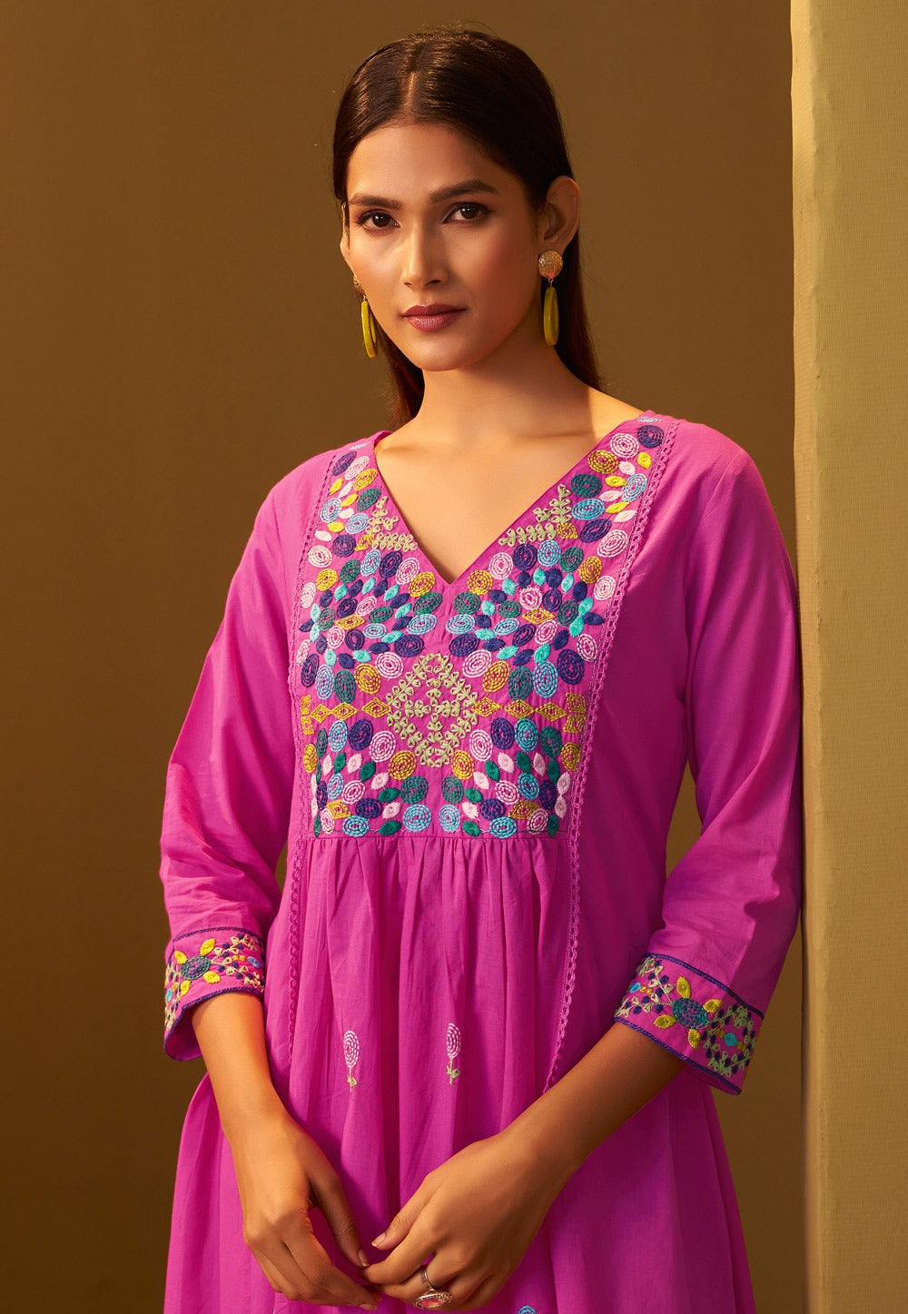 pink cotton kurta set for women with dupatta