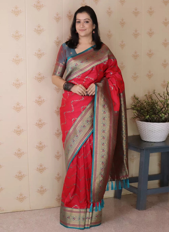 Designer Banarasi Silk Saree in Pink | Soft Silk Zari