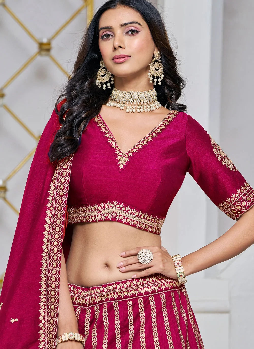 Art Silk Pink Lehenga for Sangeet & Wedding