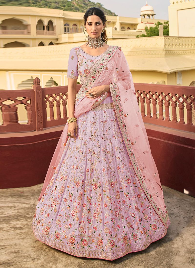 Pink Heavy Swarovski Work Organza Lehenga Choli