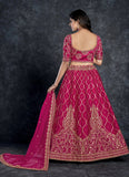 Pink Italian Silk Diamond ari and Sequins Work Lehenga Choli 