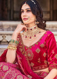 Pink Luxurious Velvet Lehenga with Dori & Zarkan Work