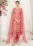 Pink Net Embroidered Patiyala Salwar Suit