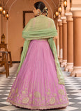 Pink reception lehenga with sequins and coding work