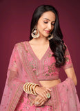 Pink Silk Sequins and Dori Work Lehenga For Wedding Party