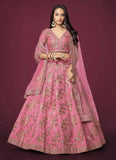 Pink Silk Sequins and Dori Work Lehenga For Wedding Party