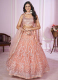 Pink net lehenga choli for sangeet function