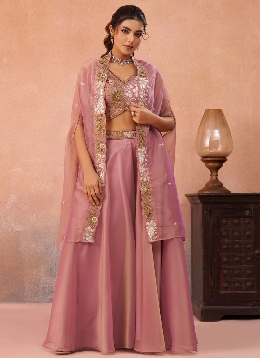 Pink Indo Western Outfit for Engagement & Bridesmaid Styling