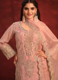 Pink Viscose organza Embroidery Pakistani Straight Suit