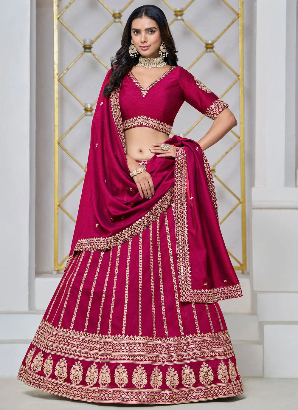 Rani Pink Reception Lehenga for Women
