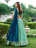 Pista Color Zari Weaving Work Kanchipuram Lehenga Choli