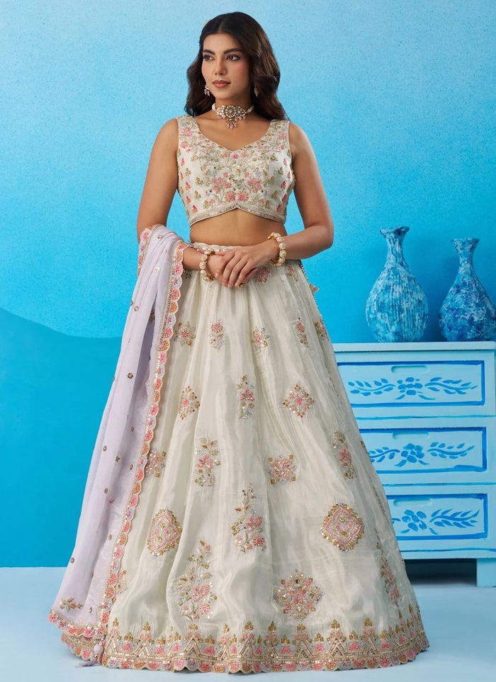 Pista Tissue Bridal Lehenga Set | Sequins & Zari Embroidery
