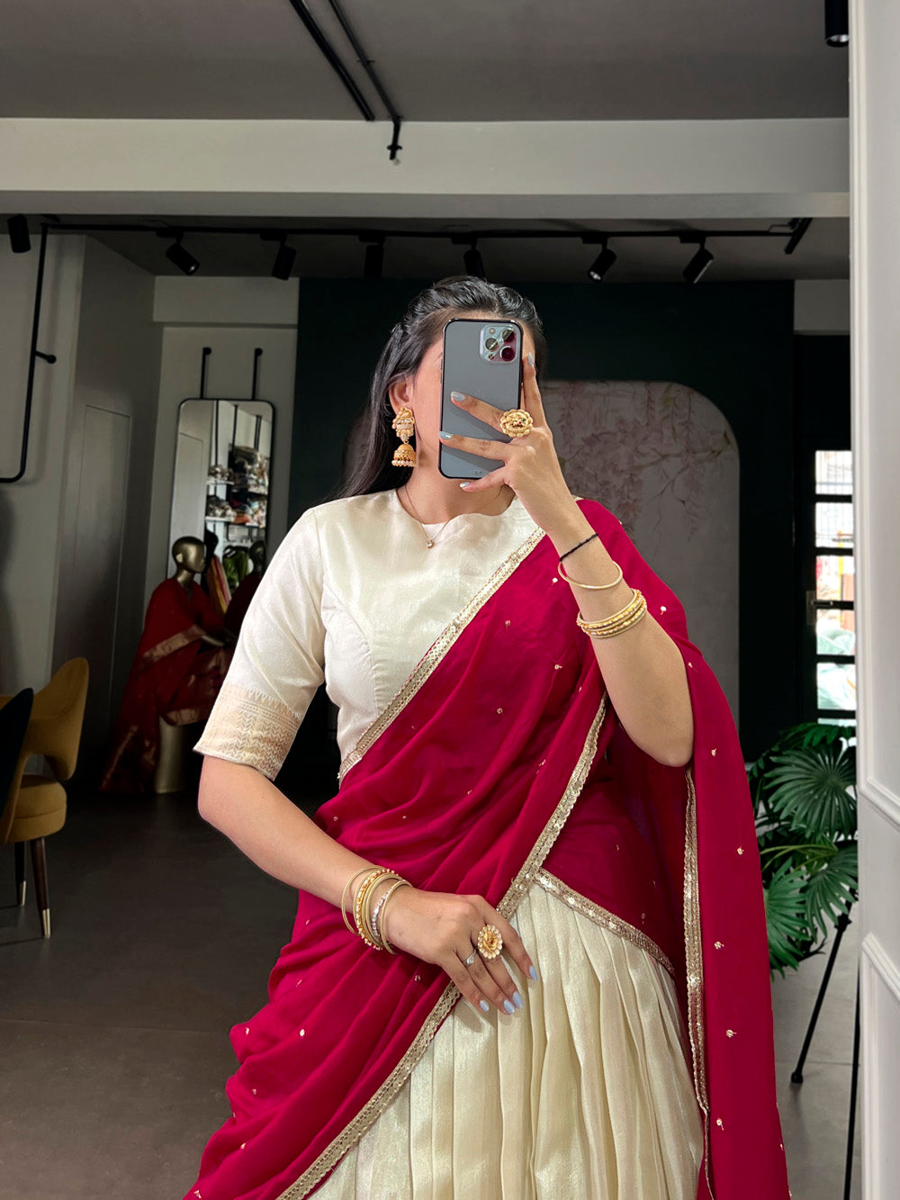 traditional off white lehenga choli